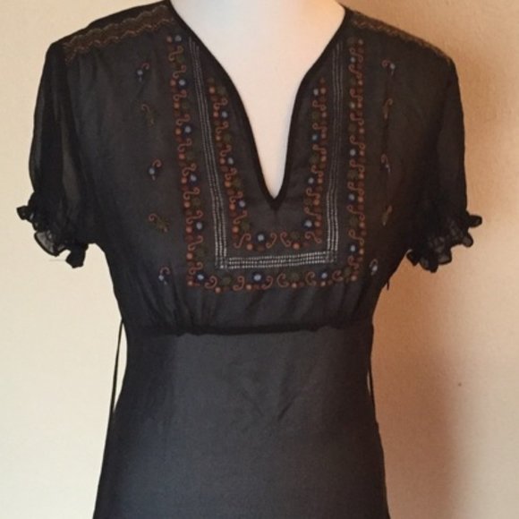 Boho sheer embroidered dress